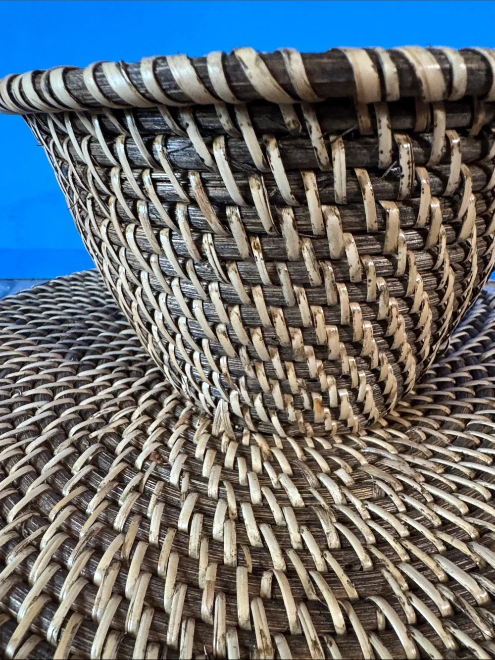 Vintage / Bohemian Collectibles.  Woven Rattan Pedestal Cake Stand